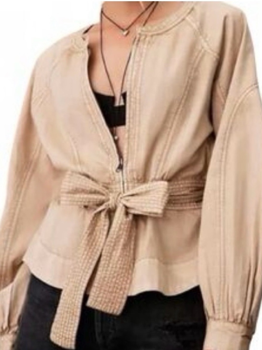 Anthropologie Beige Tie-Waist Women's Utility Jacket